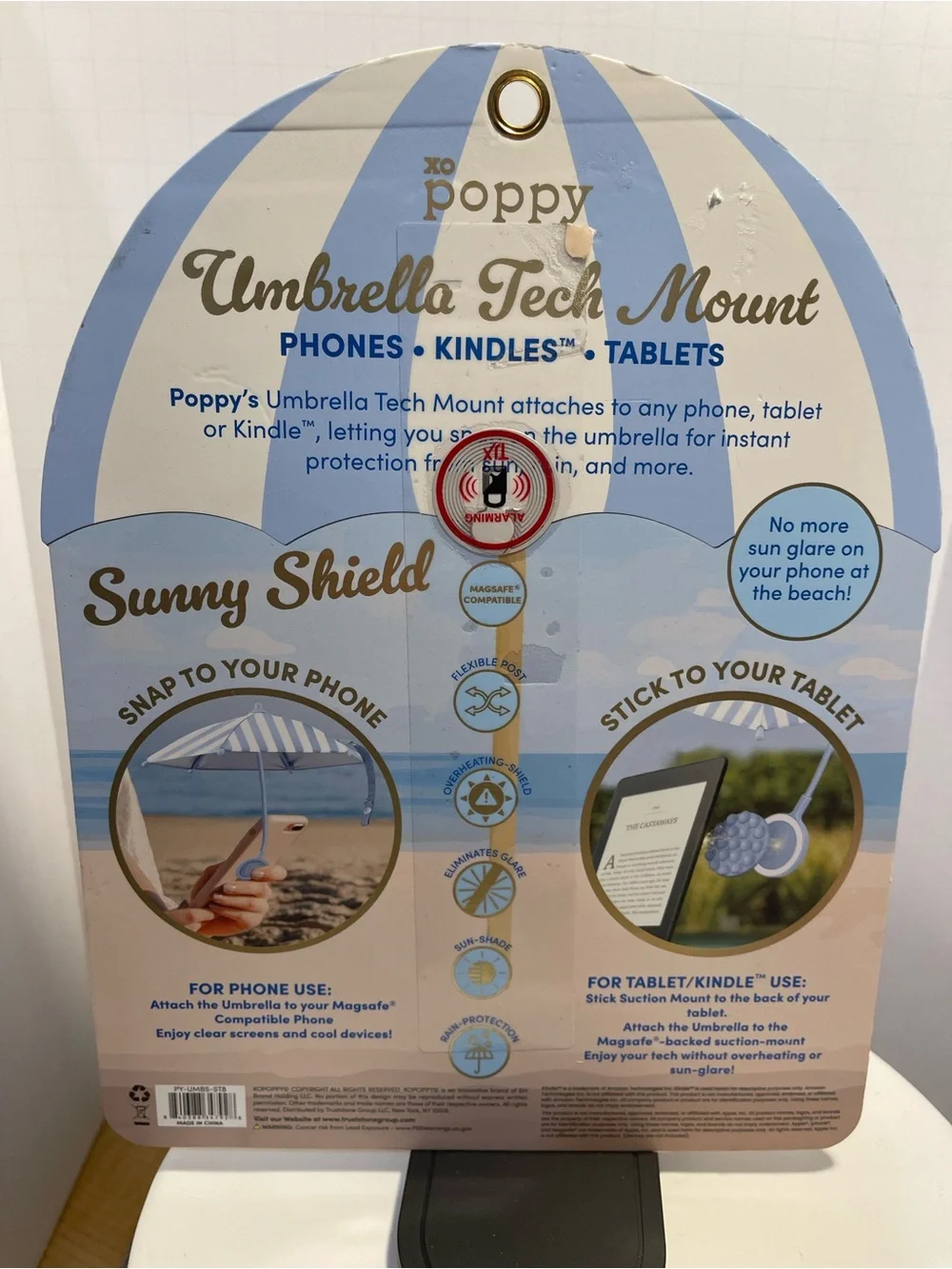 XO Poppy Blue Umbrella Tech Mount - NWT **